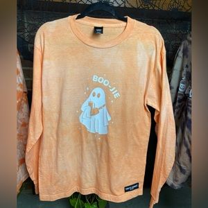 Orange Dyed Long Sleeve Boojie Ghost Shirt, Size M